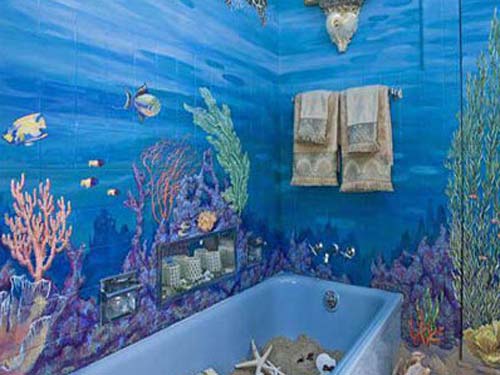 Морской дизайн Миниатюрное море за дверью ванной